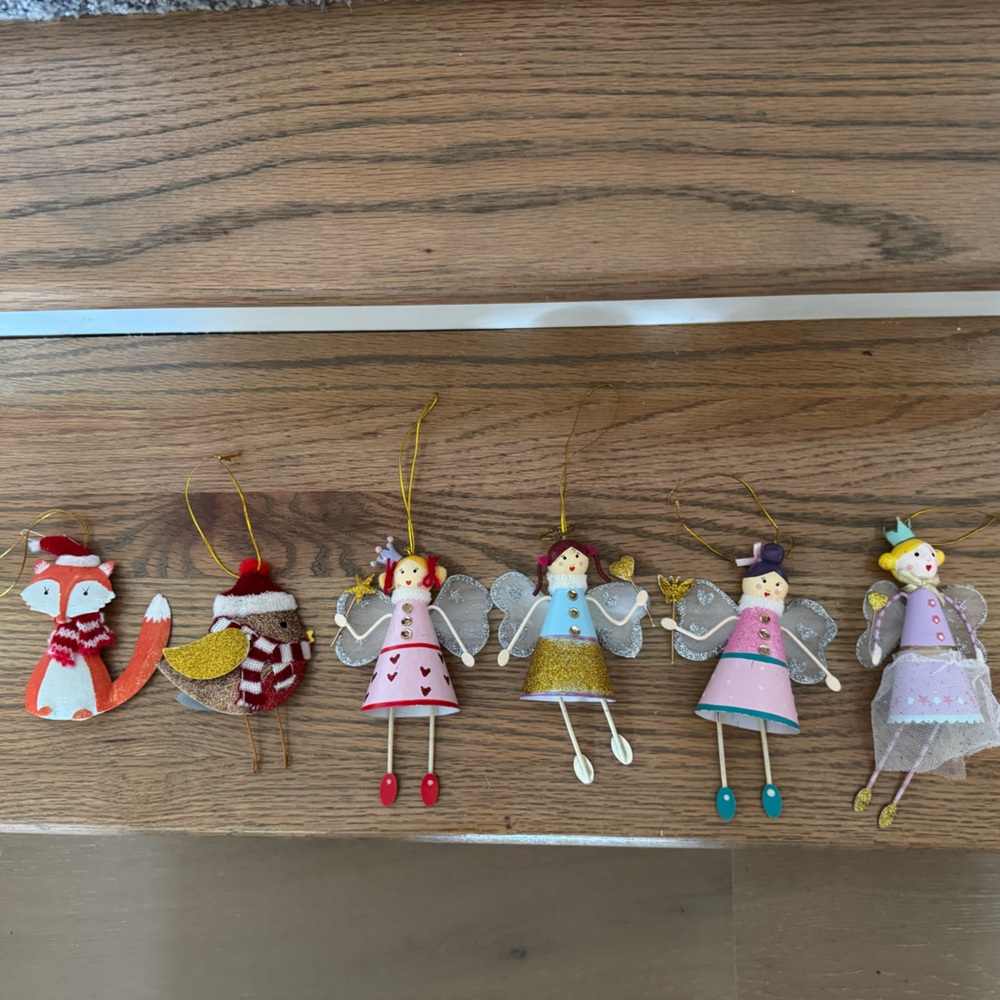 Unique Animal and Fairy Christmas Ornaments (6) EUC